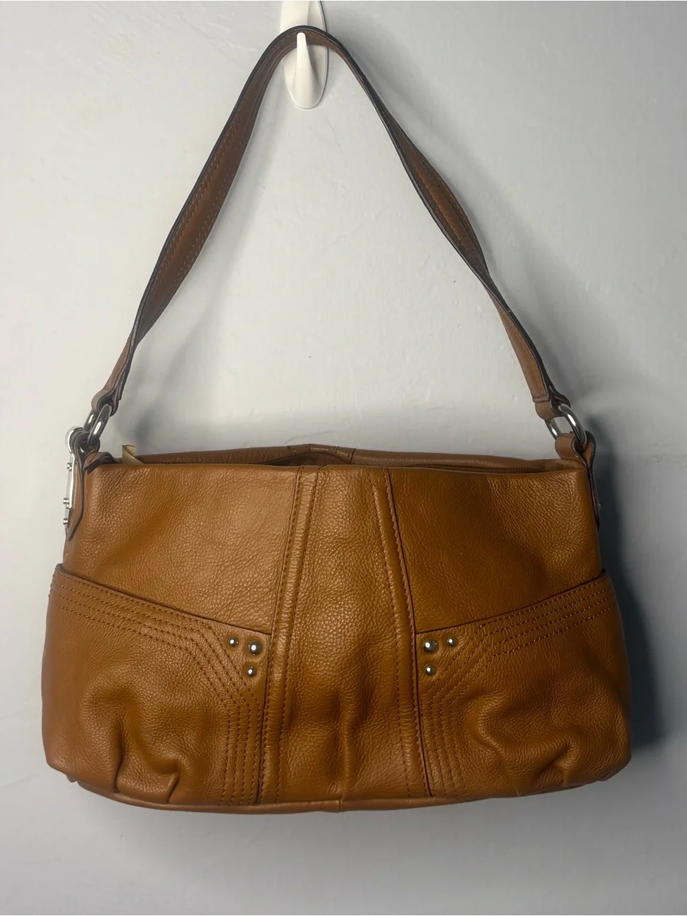 Tignanello Genuine Leather Brown Shoulder Bag Hobo Purse